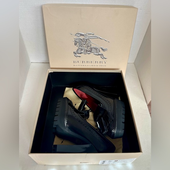 BURBERRY Prorsum Thomond 130 Tassels Platform Pumps Black Mocassin New in/Box - Picture 13 of 14